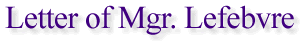 Letter of Mgr. Lefebvre