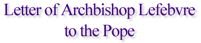 Letter of Archbishop Lefebvre to the Pope