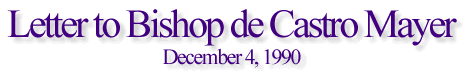 Letter to Bishop de Castro Mayer