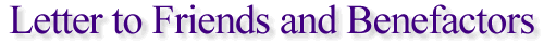 Letter to Friends and Benefactors