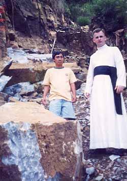 Fr. Morgan selects stone for main altar